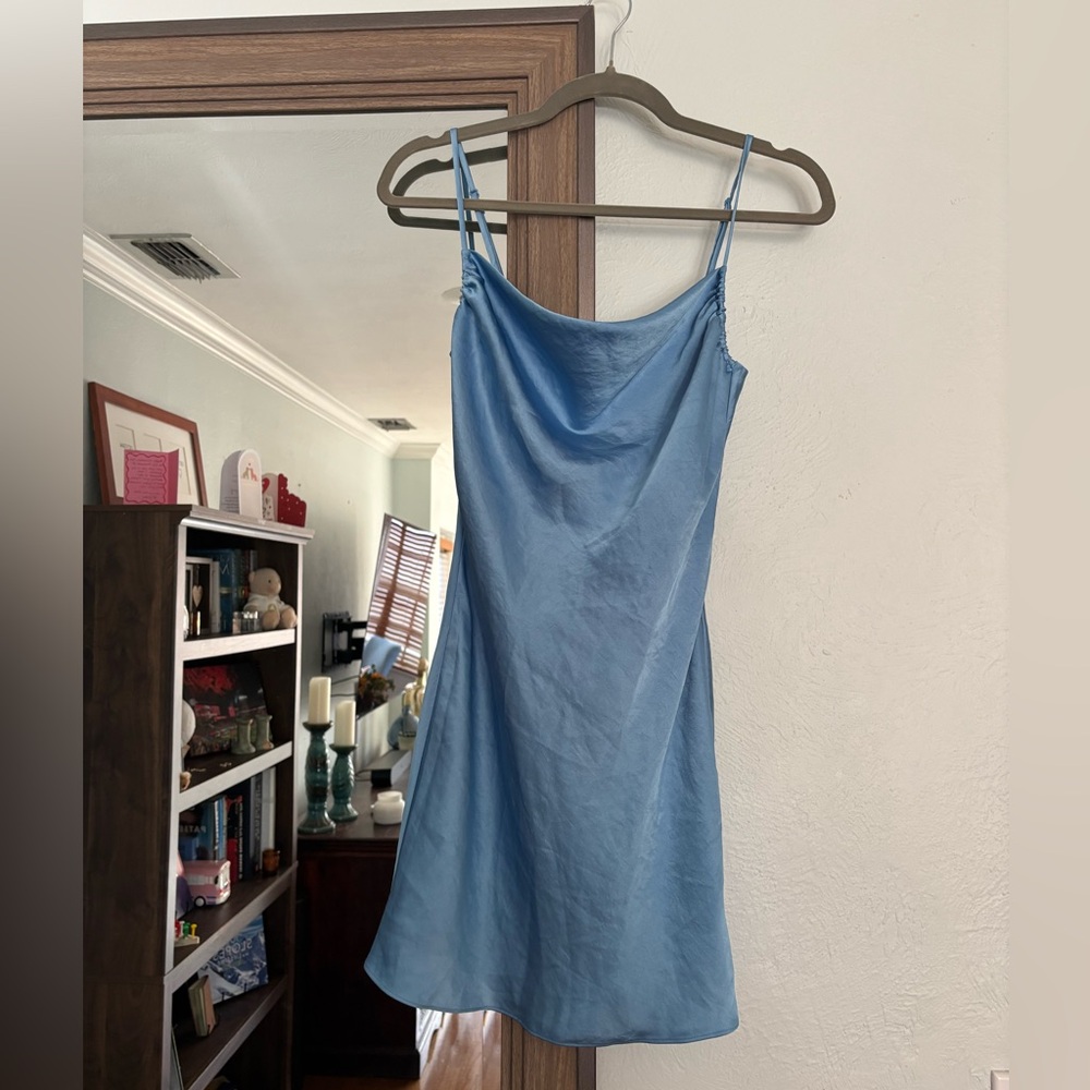 Aritzia Wilfred Baby Blue Mini Slip Dress XS
